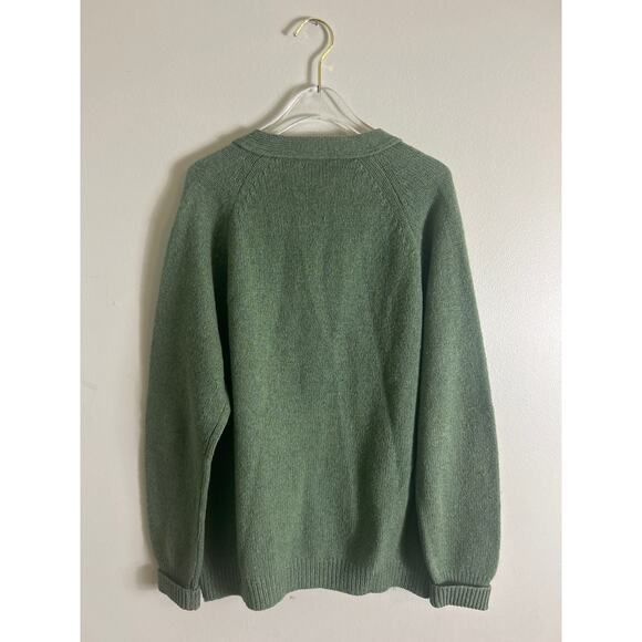 Vtg 60s Isles knit Shetland wool Scotland cardigan sweater size 40 blue green - Picture 5 of 5